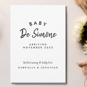 Faire-part Annonce de grossesse en typographie noir et blanc 