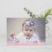 Faire-part Annonce de grossesse grande sœur rose Photo (Debout devant)
