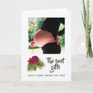 Faire-part Annonce de grossesse Noël bébé floral aquarelle
