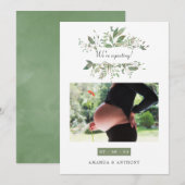 Faire-part Annonce de grossesse photo de verdure à l'aquarell (Devant / Derrière)
