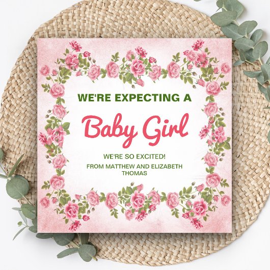 Faire-part Annonce de grossesse pour une petite fille chic et
