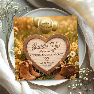 Faire-part Annonce de grossesse Rustique Western Heart Sign B