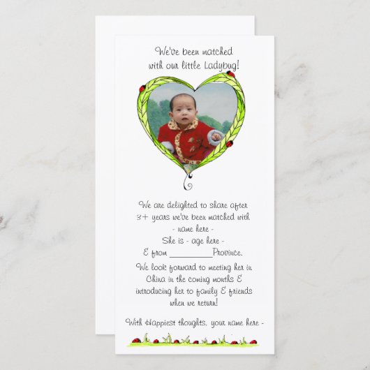 Faire-part Annonce de la mise en correspondance (Devant / Derrière)