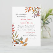 Faire-part Annonce de mariage à l'aquarelle avec feuillage d' (Debout devant)