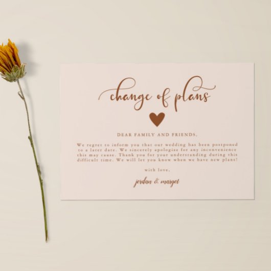 Faire-part Annonce de mise à jour de mariage Changement de pl