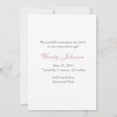 Faire-part Annonce de naissance (Dos)