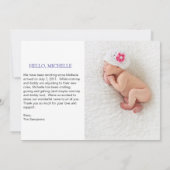 Faire-part Annonce de naissance (Dos)