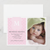 Faire-part Annonce de naissance à pois (Devant / Derrière)