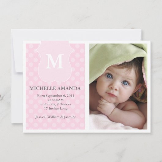 Faire-part Annonce de naissance à pois (Devant)