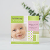 Faire-part Annonce de naissance au lime en patchwork (Debout devant)