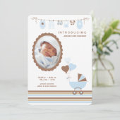 Faire-part Annonce de naissance avec photo de bébé garçon Cam (Debout devant)