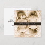 Faire-part Annonce de naissance avec photo de bébés jumeaux (Devant / Derrière)