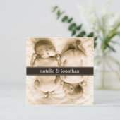 Faire-part Annonce de naissance avec photo de bébés jumeaux (Debout devant)