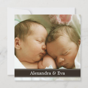 Faire-part Annonce de naissance avec photo de jumeaux bébés