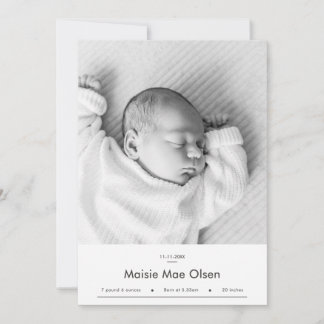Faire-part Annonce de naissance avec photo de nouveau-né mode