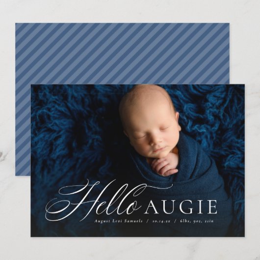Faire-part Annonce de naissance avec surnom classique une pho (Devant / Derrière)