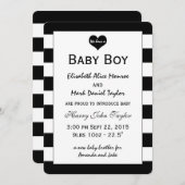 Faire-part Annonce de naissance bébé chic noir et blanc (Devant / Derrière)