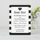 Faire-part Annonce de naissance bébé chic noir et blanc (Debout devant)