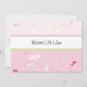 Faire-part Annonce de naissance Bébé Fille (Dos)