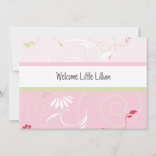 Faire-part Annonce de naissance Bébé Fille (Dos)