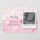 Faire-part Annonce de naissance Bébé Fille (Devant / Derrière)