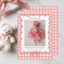 Annonce de naissance bébé fille gingham rose migno