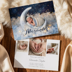 Faire-part Annonce de naissance Bébé Lune & Étoiles de Rêve