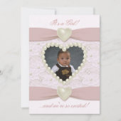 Faire-part Annonce de naissance bébé perle rose pastel (Devant)