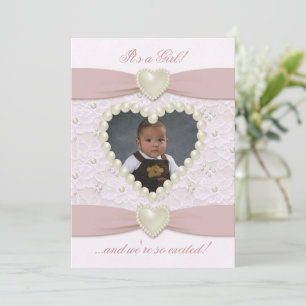 Faire-part Annonce de naissance bébé perle rose pastel