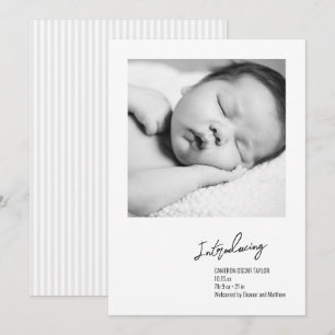 Faire-part Annonce de naissance bébé rayure minimaliste moder