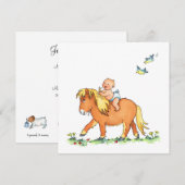 Faire-part Annonce de naissance - Bébé sur un poney (Devant / Derrière)
