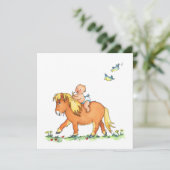 Faire-part Annonce de naissance - Bébé sur un poney (Debout devant)
