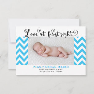 Faire-part Annonce de naissance Blue Chevron Love @1st Sight-