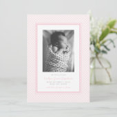 Faire-part Annonce de naissance carreau gingham rose doux (Debout devant)