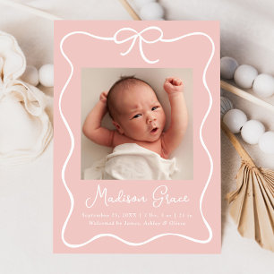 Faire-part Annonce de naissance charmante pour bébé fille ros