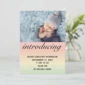 Faire-part Annonce de naissance de bébé arc-en-ciel ombré gen (Debout devant)