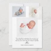 Faire-part Annonce de naissance de bébé avec arche dorée simp (Dos)