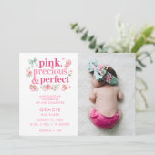 Faire-part Annonce de naissance de bébé fille moderne et préc (Debout devant)