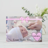 Faire-part Annonce de naissance de bébé fille rose pailleté (Debout devant)