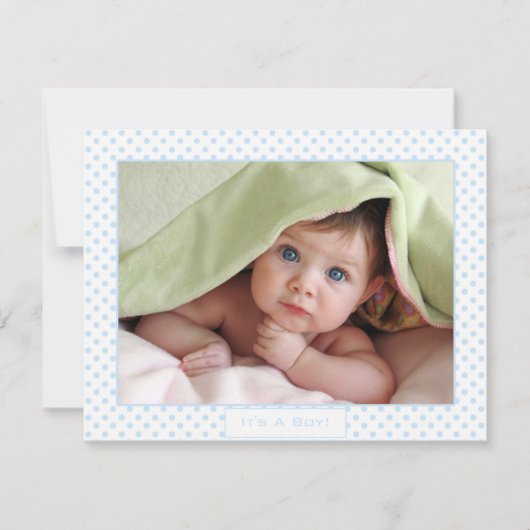 Faire-part Annonce de naissance de bébé garçon avec des point (Devant)