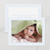 Faire-part Annonce de naissance de bébé garçon avec des point (Devant / Derrière)