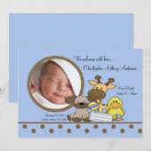 Faire-part Annonce de naissance de bébé garçon PHOTO (Devant / Derrière)