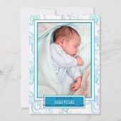 Faire-part Annonce de naissance de bébé garçon pieuvre mignon (Devant)