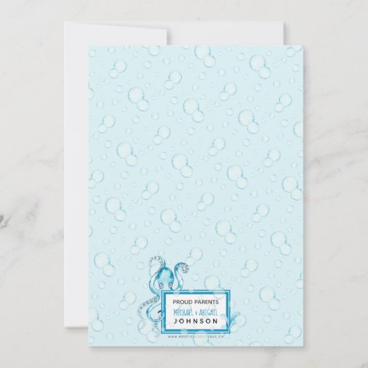 Faire-part Annonce de naissance de bébé garçon pieuvre mignon (Dos)