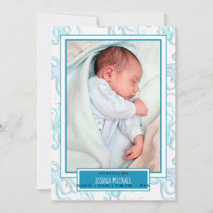 Faire-part Annonce de naissance de bébé garçon pieuvre mignon
