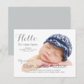 Faire-part Annonce de naissance de bébé Hello (Devant / Derrière)