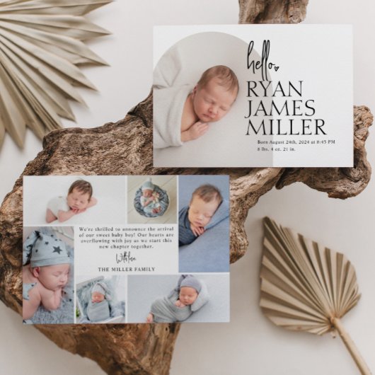 Faire-part Annonce de naissance de bébé moderne et minimalist