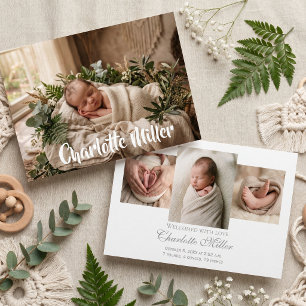 Faire-part Annonce de naissance de bébé nouveau-né avec verdu