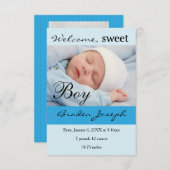 Faire-part Annonce de naissance de bébé nouveau-né garçon 3x5 (Devant / Derrière)