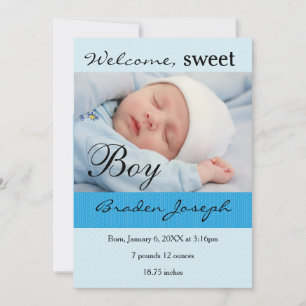 Faire-part Annonce de naissance de bébé nouveau-né garçon mig